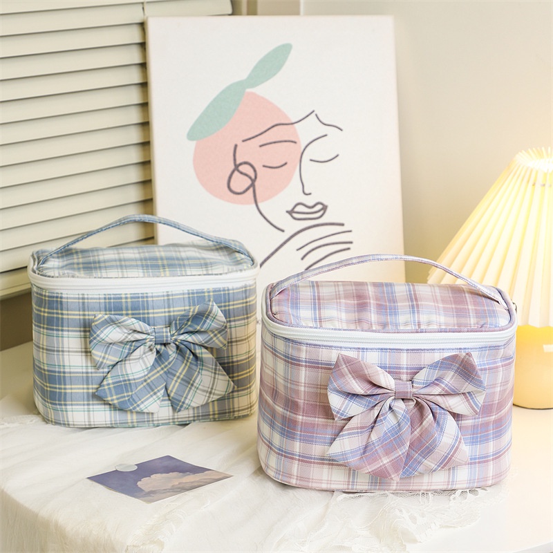 Túi Đựng Mỹ Phẩm Trang Điểm Đa Năng Phối Nơ Dễ Thương