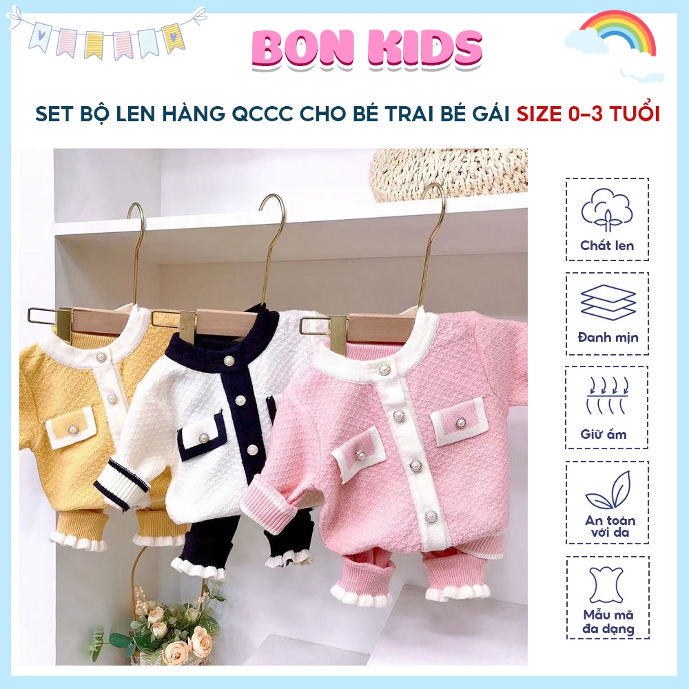 Set Bộ Len Hàng QCCC Cho Bé Trai Bé Gái Size 0-3 Tuổi