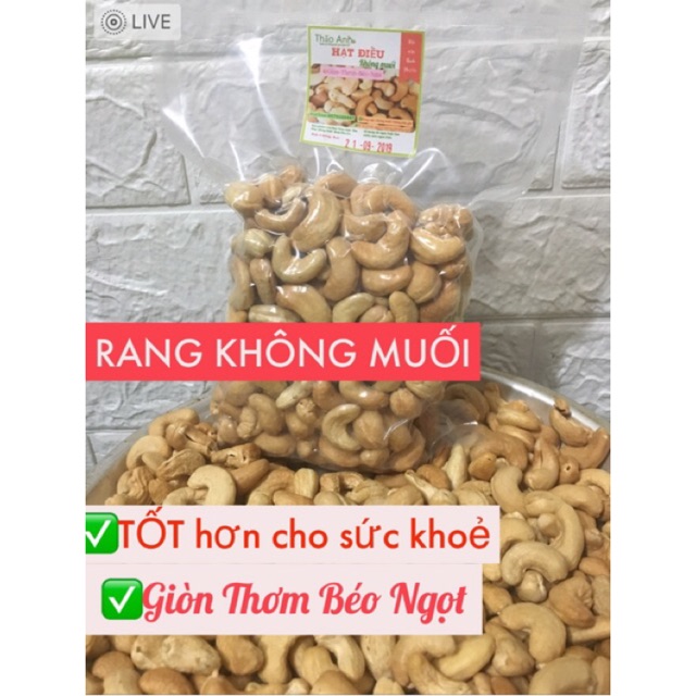 1kg Hạt điều rang không muối sạch lụa Thảo Anh