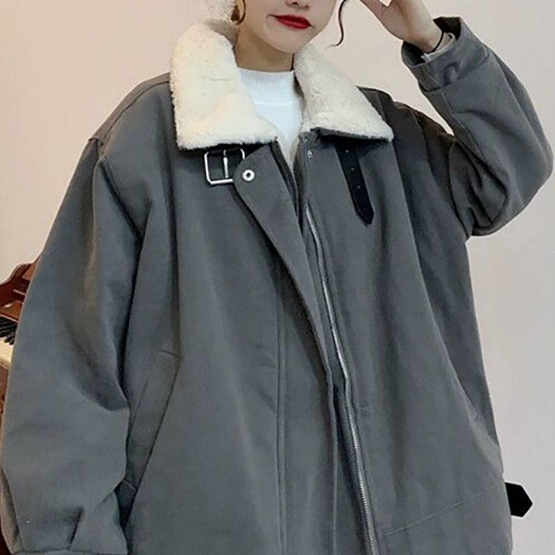 Áo Khoác Cotton Phối Nhung Dày Dáng Rộng Thời Trang Mùa Đông Cho Nữ | BigBuy360 - bigbuy360.vn