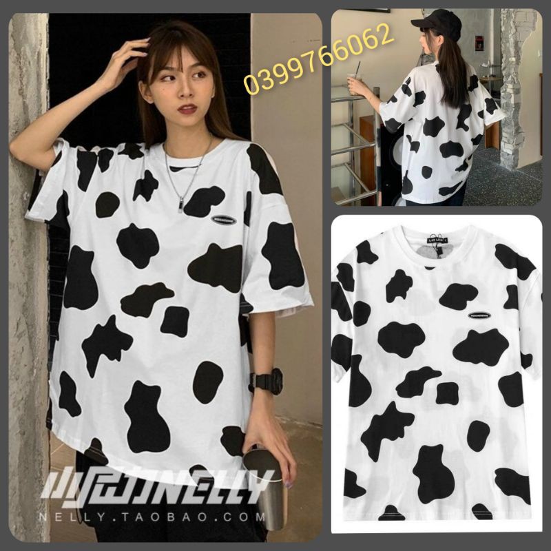 Áo Thun tay lỡ Tshirt BÒ SỮA Nữ Nam Unisex Chất Vải Thun Cotton Loang 3D AT07