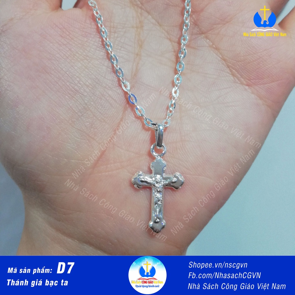 Thánh giá bạc ta - Mặt dây chuyền  D7 cho nam nữ, trẻ em - Quà tặng Công Giáo