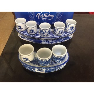 Kỷ Thờ Men Lam 3 và 5 chén ( cong và thẳng)
