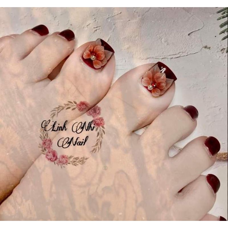 Hoa bột nail xinh-hoa chân-hoa bột trang trí móng chân thiết kế