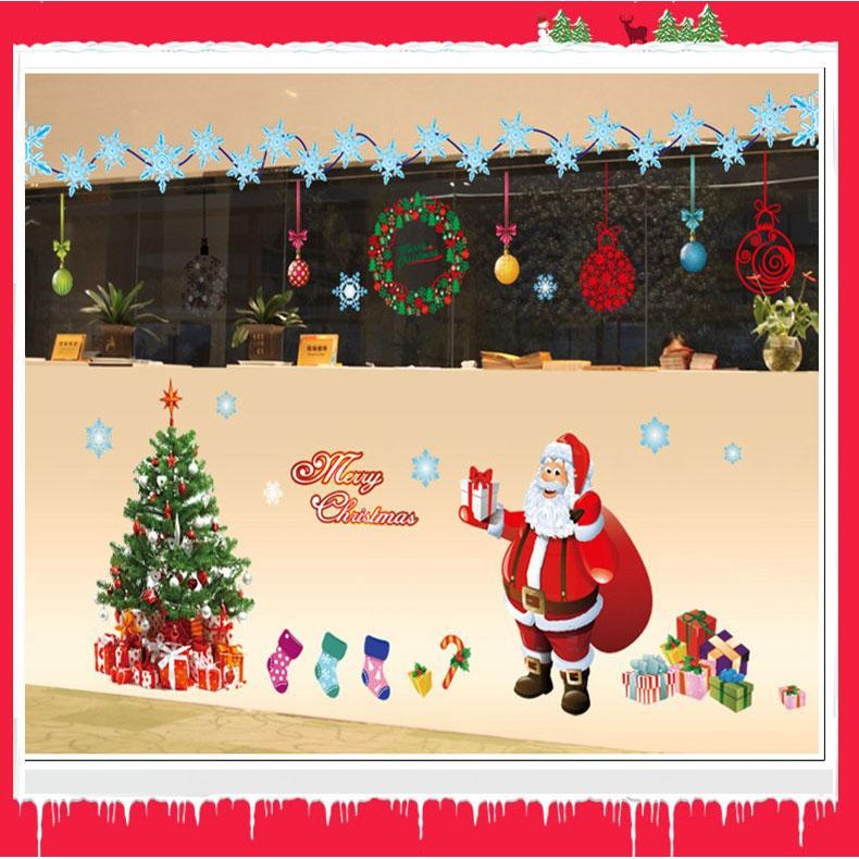 Decal trang trí giáng sinh dán cửa kính hình cây thông ông già noel TUNG HOME DECOR GS2022 | BigBuy360 - bigbuy360.vn