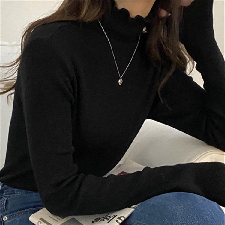 Áo sweater cổ cao dáng ôm phong cách Hàn Quốc thời trang thu đông mới dành cho bạn nữ