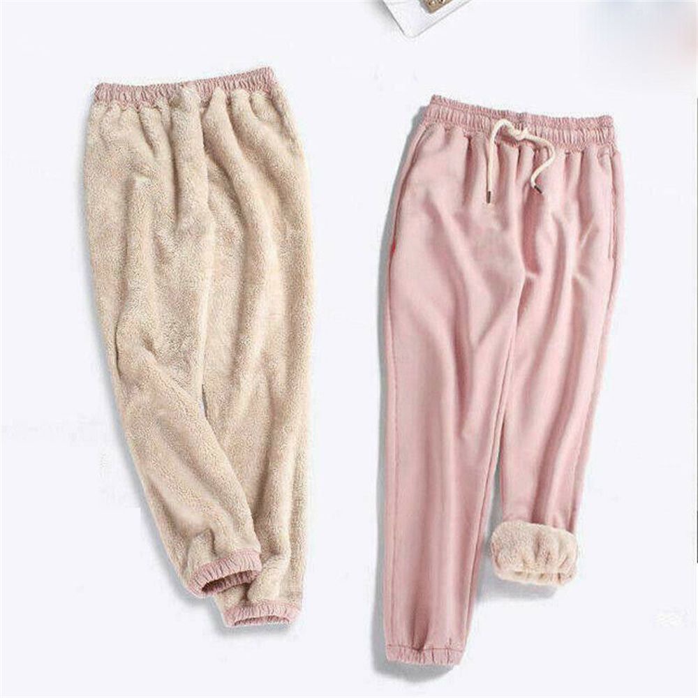Bebetterm 1Pc Fashion Warm Casual Pant Thick Trousers Stretchy Lamb Wool Fleece Lined Warm Casual Pants