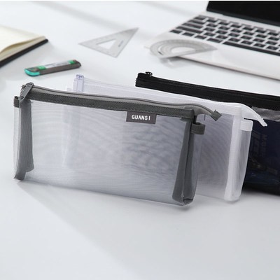 Túi bút không in túi văn phòng đơn giản hình vuông túi lưới trong suốt cho sinh viên kỳ thi với Hộp văn phòng dung lượng