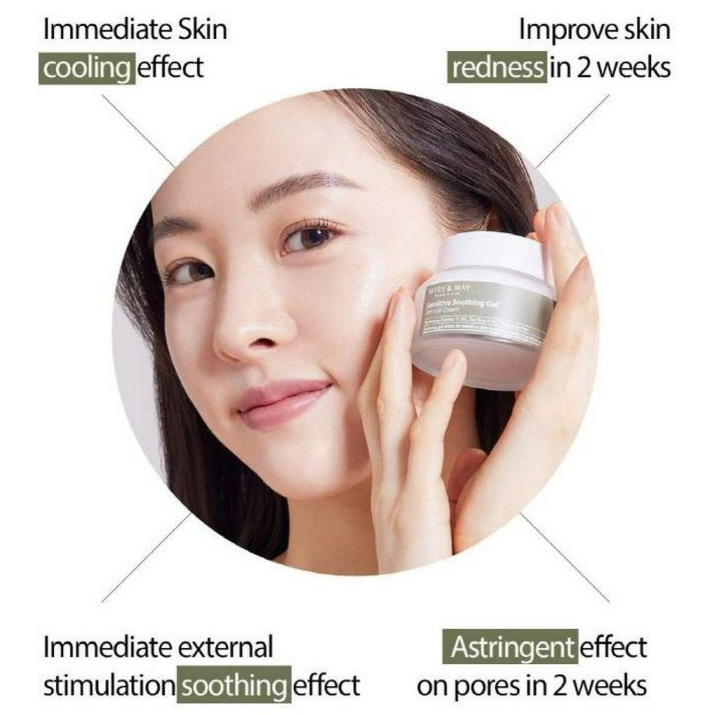 Kem dưỡng da dạng gel Mary &amp; May  Sentive Soothing Gel Cream 70g