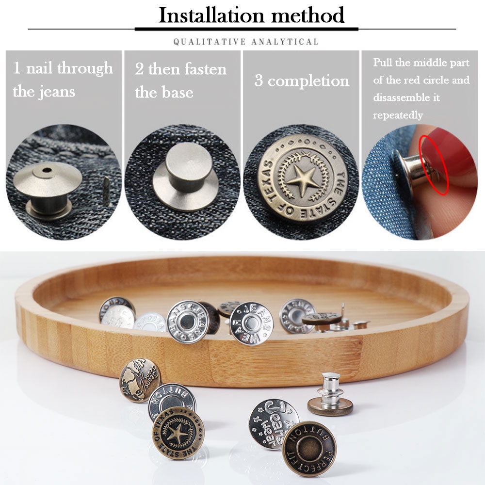 Bộ 1/4 Nút Gài Quần Áo Bằng Kim Loại Tùy Chỉnh Tiện Dụng Thời Trang