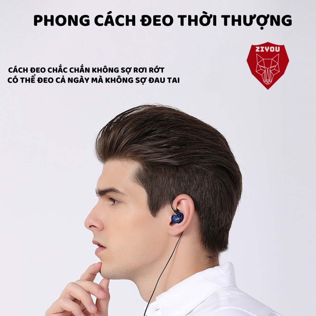 Tai nghe nhét tai có dây ZIYOU AK2 nghe nhạc chơi game cực đã,âm thanh SUPER BASS,có mic đàm thoại,dành cho điện thoại