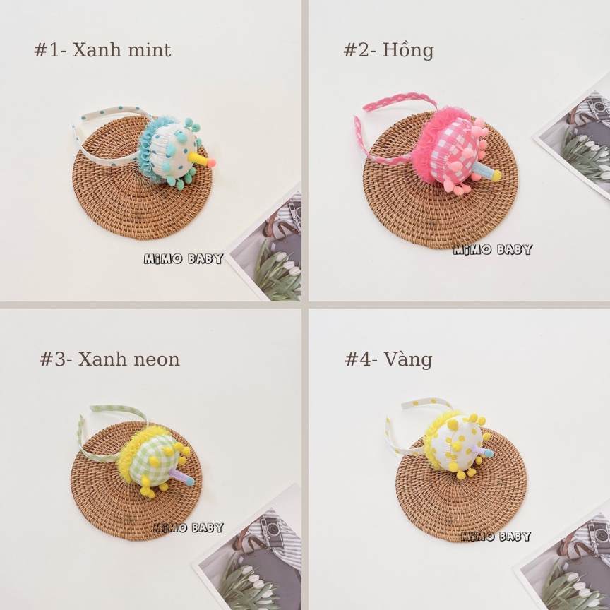 Bờm cài tóc hình bánh sinh nhật đáng yêu phong cách hàn quốc cho bé Mimo baby BD25