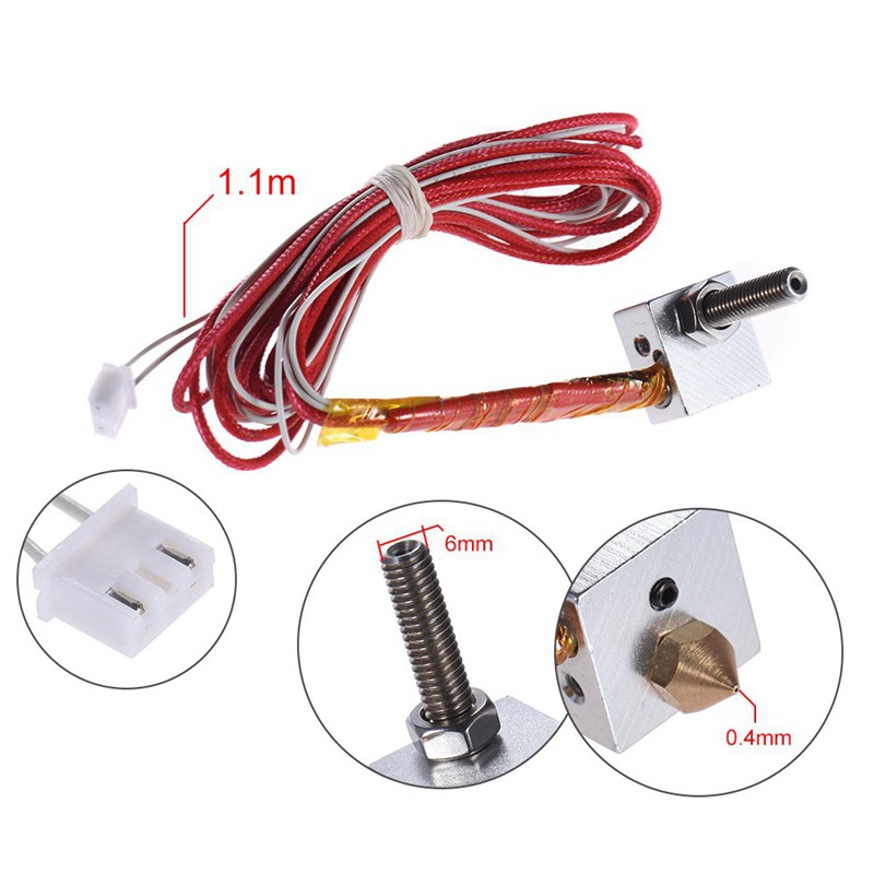 DIY Hot End Kit 0.4mm Nozzle 30mm Thermistor &amp; Aluminum Heater Block