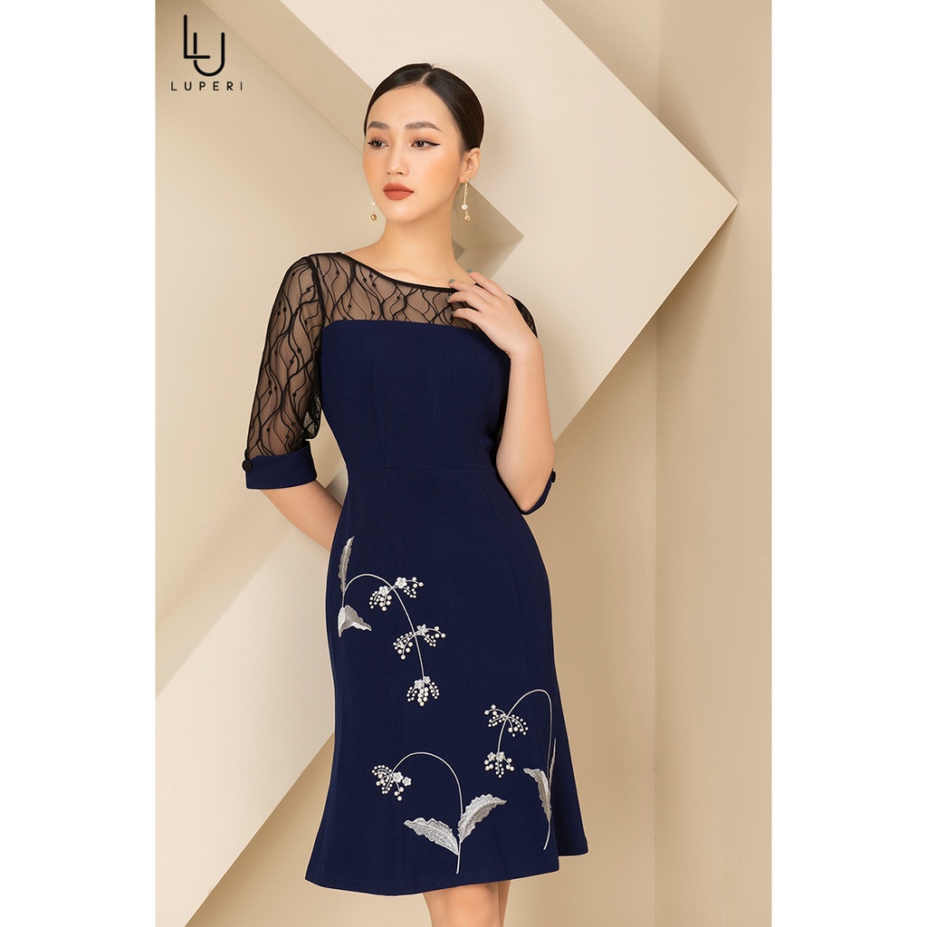 Váy Thiết Kế Nữ Luperi Tay Lỡ Dáng Xoè Nhẹ Phối Ren Chất Liệu Thái Chéo Cao Cấp LFV3104