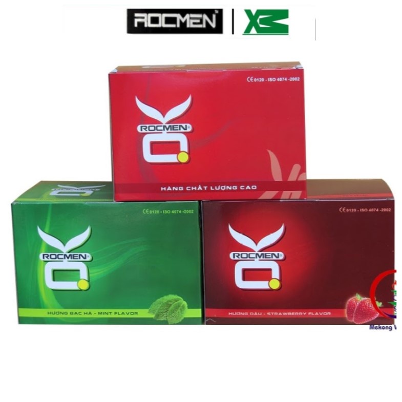 Bao cao su OK gia đình 144 cái giá rẻ Rocmen hương dâu - hương bạc hà - không mùi tuỳ chọn siêu tiết kiệm
