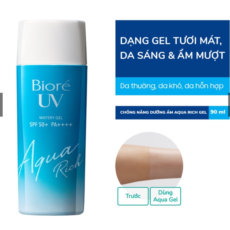Quà - Gel Chống Nắng Màng Nước Dưỡng Ẩm Bioré UV Aqua Rich Watery Gel SPF50+/PA++++ 90ml