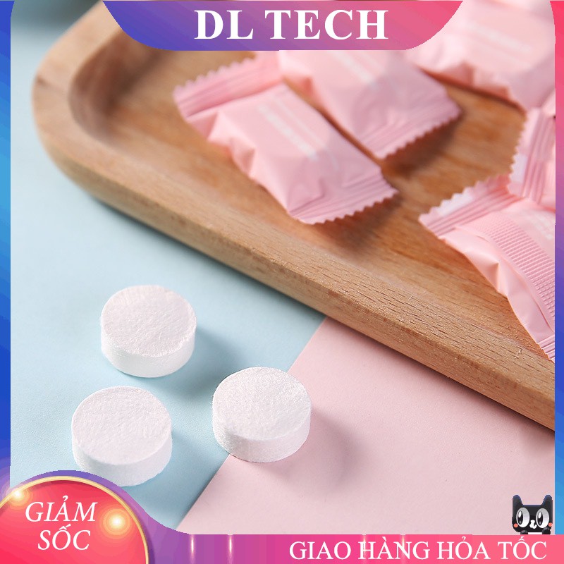Khăn giấy nén hàn quốc hình viên kẹo bỏ túi du lịch vải cotton KN13 DL TECH