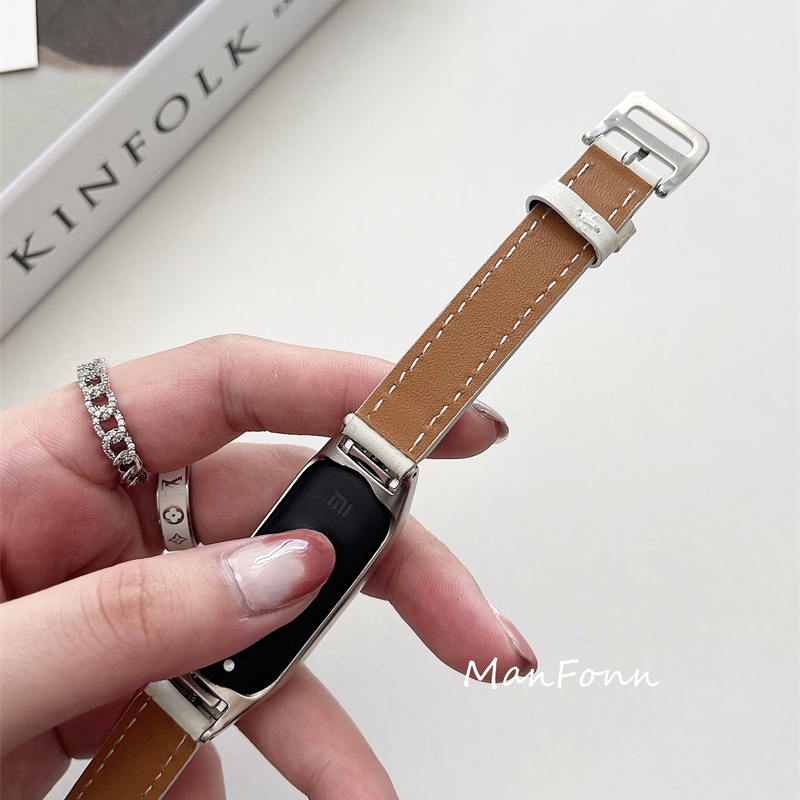 Dây đeo da thời trang thay thế cho đồng hồ Xiaomi Mi Band 6 5 4 3 Mi Band 5 6