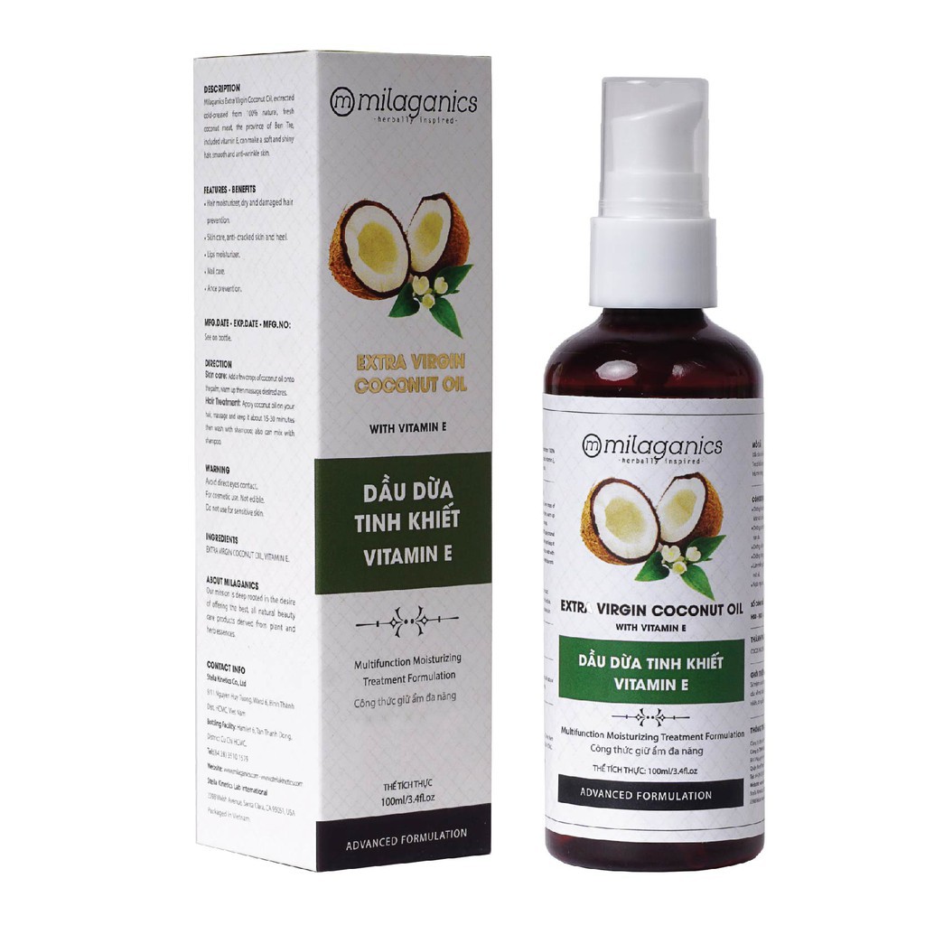 Dầu Dừa Tinh Khiết Vitamin E Mocotics Dưỡng Da - Tóc - Môi 100ml