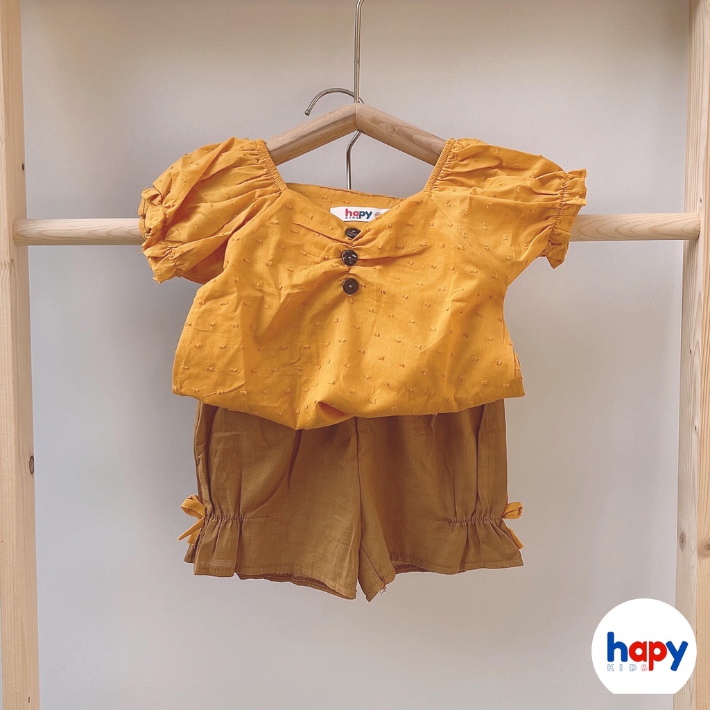 Bộ bé gái Hapykids chất thô hạt, cho bé gái từ 0-5 tuổi (B22.02)