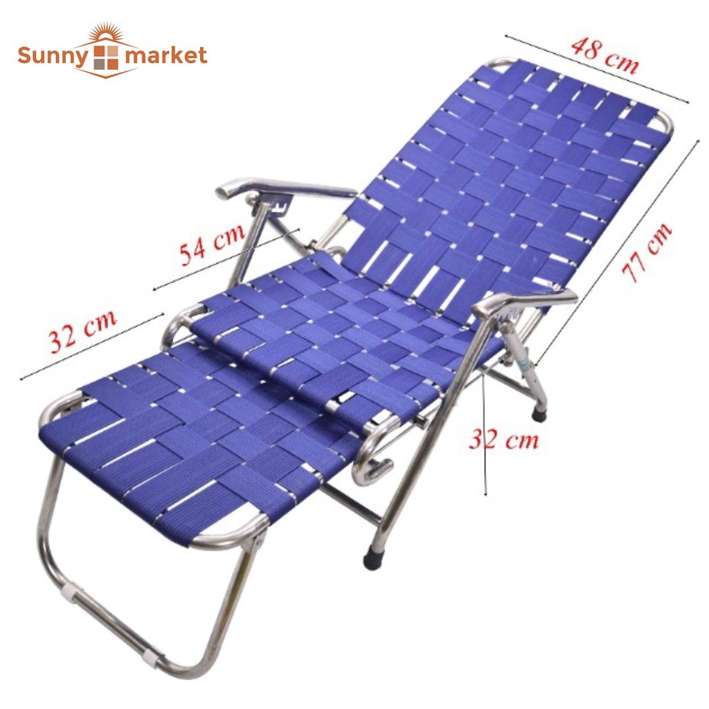 Ghế bố xếp khung thép dây dù bản lớn cao cấp, ghế xếp thư giãn