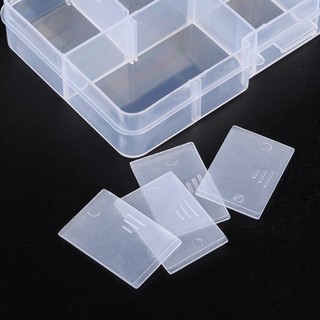Ready Stock 1 Set Rectangle Clear Transparent 10 Compartments Grid Case Organizer Container Storage Display Package Box 7x13x2.3cm for Jewelry Beads Small Itmes Findings
