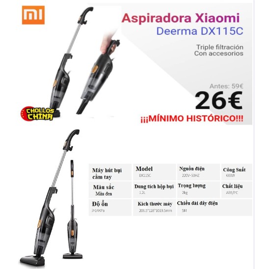 Máy hút bụi gia đình Xiaomi Deerma DX115C (hút được cả chăn đệm, thảm sàn, mạng nhện....) | BigBuy360 - bigbuy360.vn