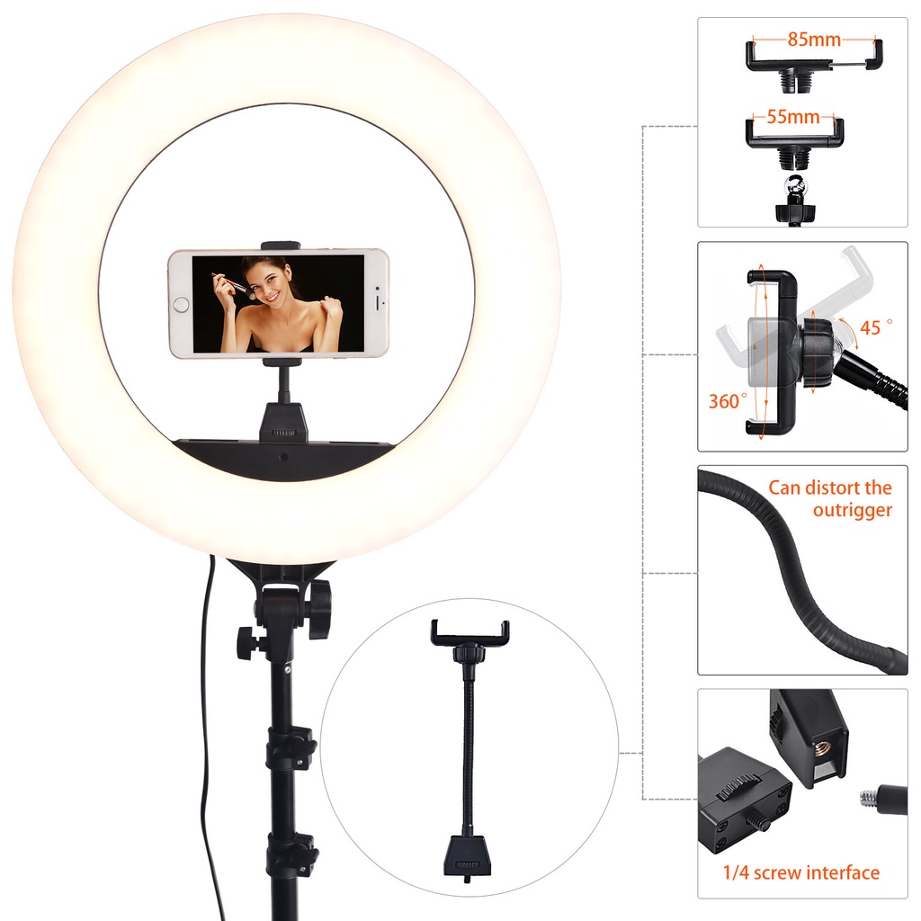 Bộ Đèn Livestream HQ-18 45cm - Cực Chắc Chắn- Hỗ trợ Makeup Quay TikTok - Chính Hãng HD DESIGN