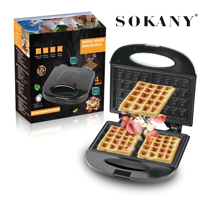 [Mã ELHADEV giảm 4% đơn 300K] Máy làm bánh waffle quế, bánh tổ ong khuôn vuông Sokany [BH 12 Tháng]