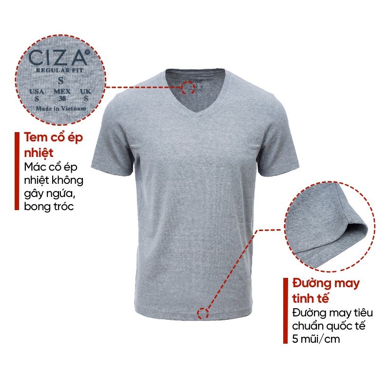 Áo thun phông nam ngắn tay cổ tim Ciza vải cotton lạnh co giãn 4 chiều thời trang thoáng mát ATNY02 | BigBuy360 - bigbuy360.vn