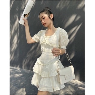 Đầm trắng tầng phối bèo (kèm hình thật)