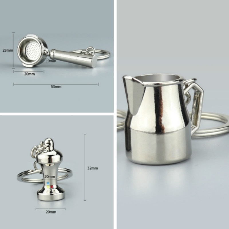 Móc chìa khóa trang trí hình dụng cụ pha cà phê dễ thương