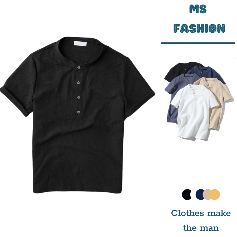 Áo đũi nam Menswear, áo cổ tàu thoáng khí thời trang hàn quốc trẻ trung.