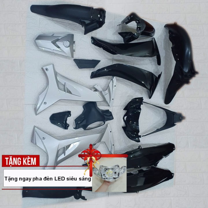 Bộ dàn áo Màu Đen Loại Phanh Đĩa cho xe SIRIUS đời 2005 đến 2018 -TẶNG PHA ĐÈN BÓNG LED CỰC SÁNG
