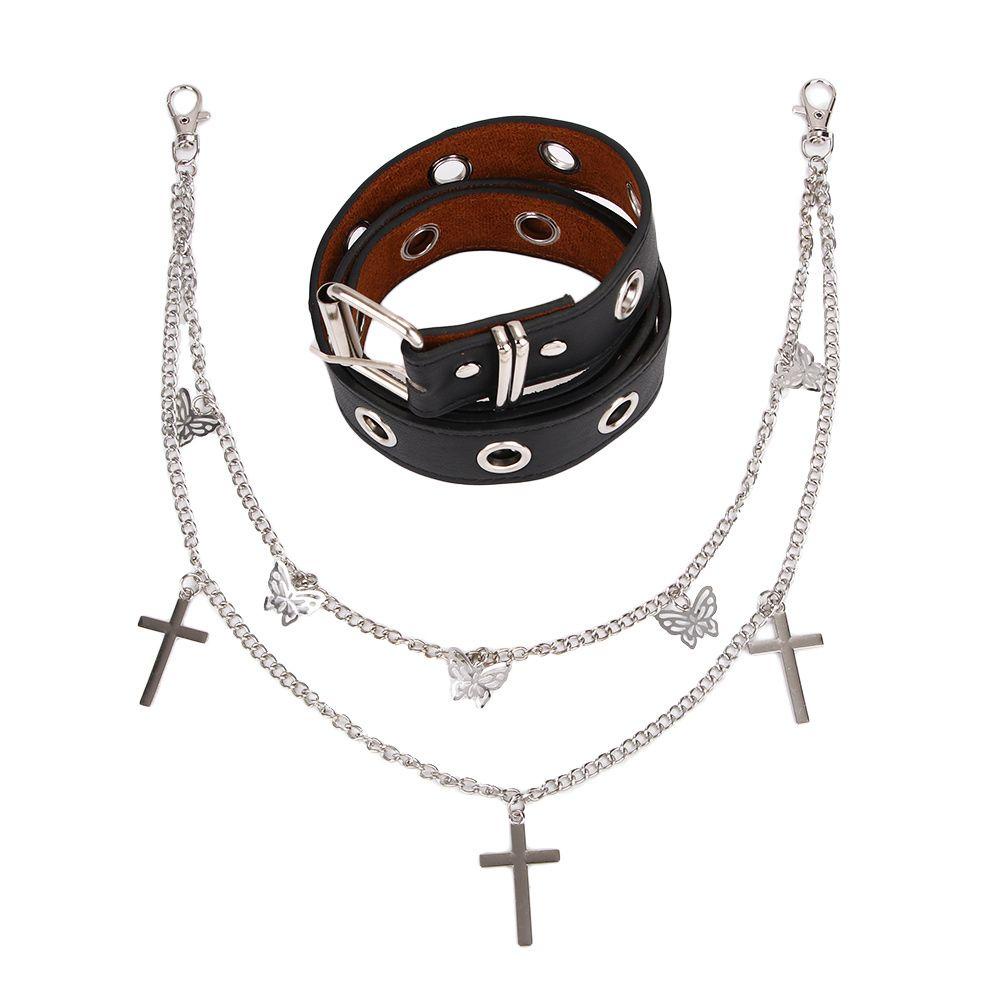 CABEZA Dây Xích Đeo Thắt Lưng Quần Dài Màu Sắc Bạc Phong Cách Hip Hop Cho Nữ