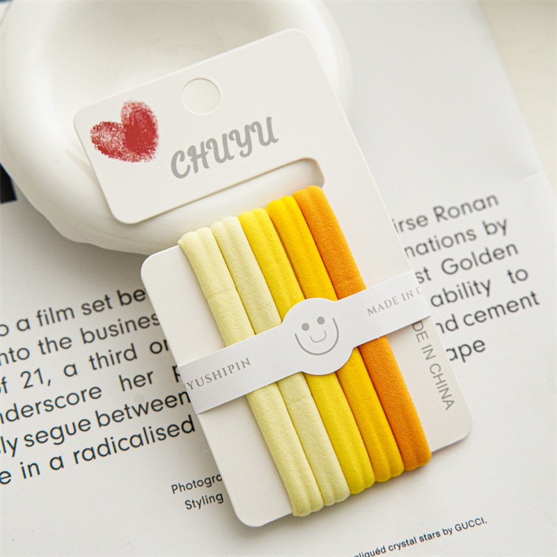 Dây Buộc Tóc Co Giãn Đính Nơ Màu Vàng Kẹo Dễ Phối Đồ Thời Trang Cho Nữ