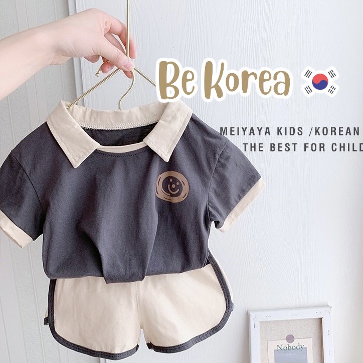 Bộ đồ bé trai/bé gái BMC - BE KOREA in hình mặt cười dễ thương Từ 7- 28kg
