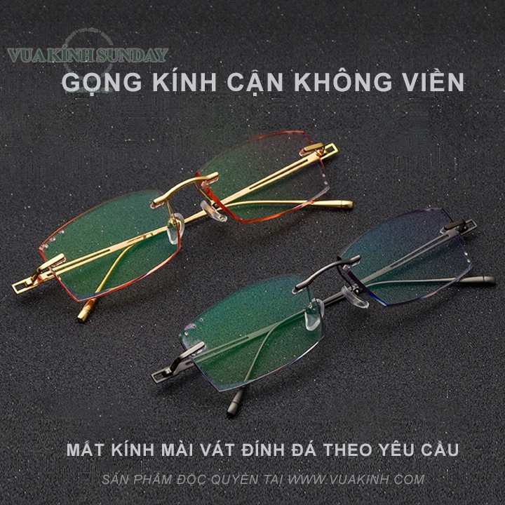 Gọng khoan không viền titanium đính đá piterson TTD04