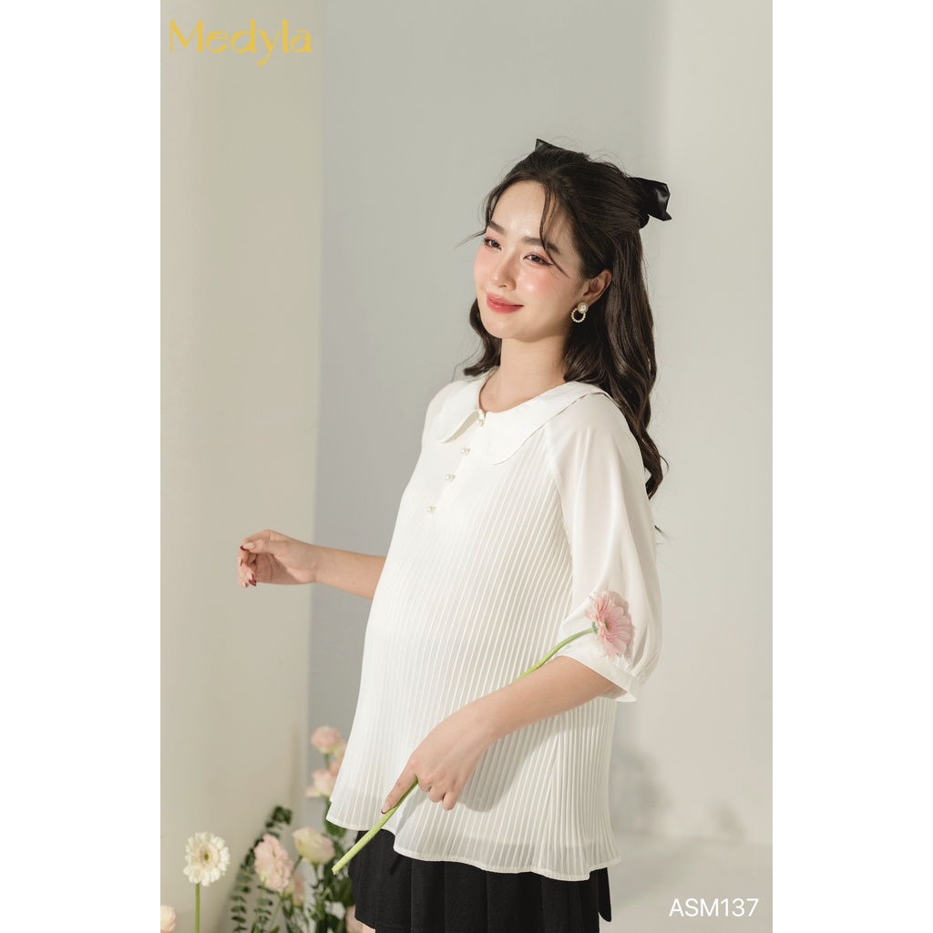 MEDYLA - Áo sơ mi bầu công sở vải xốp cho bầu đi làm đi chơi cực xinh - ASM137