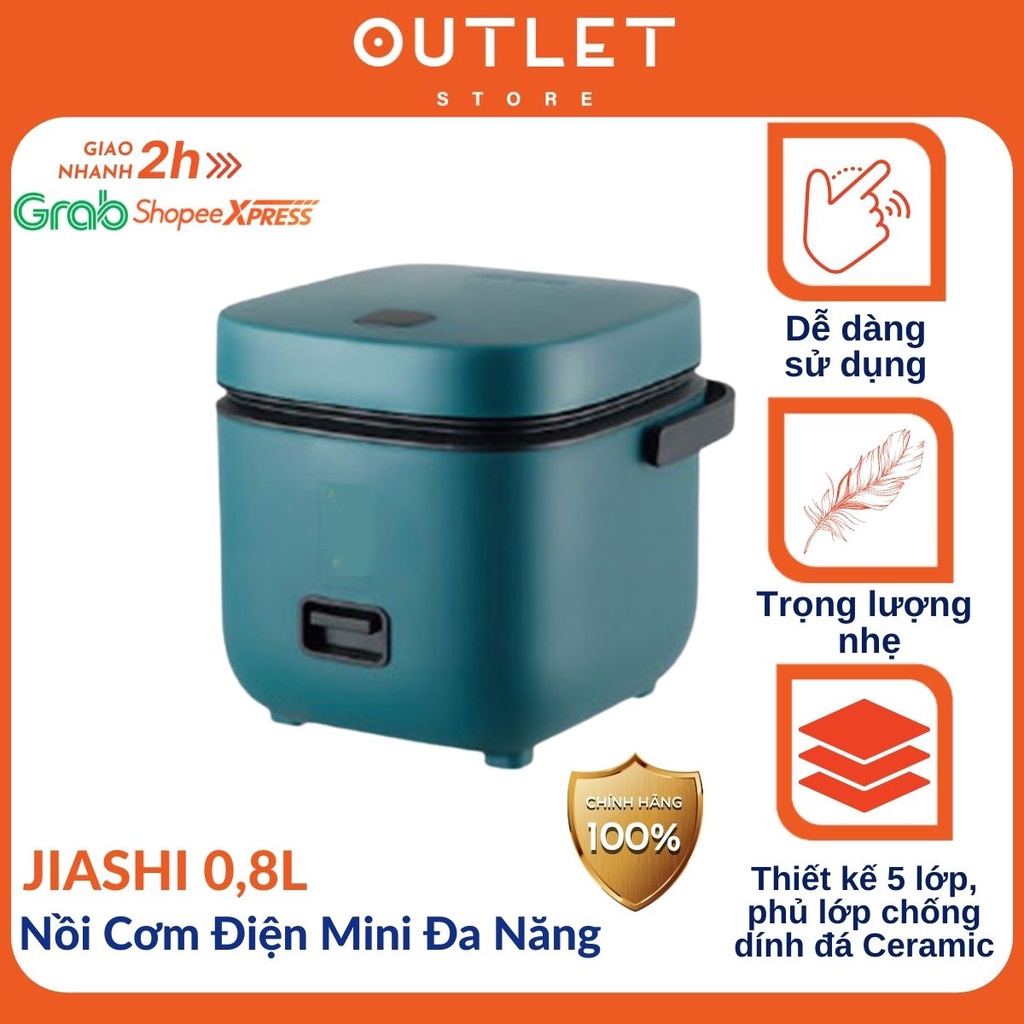 Nồi Cơm Điện Mini Đa Năng JIASHI 0.8L (Nấu Cháo, Hầm, Chưng, Hấp, Luộc) Phù Hợp Cho 1 Đến 2 Người