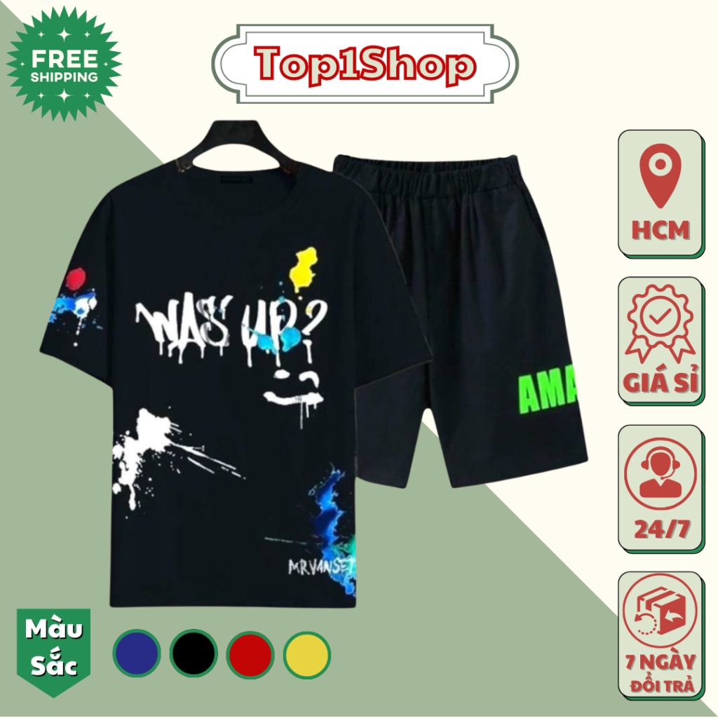 Bộ Quần Áo Thun Thể Thao Nam Họa Tiết Ba Vạch Nhỏ Dáng Basic Trẻ Trung Thời Trang Cá Tính Năng Động Top1shop QA 098