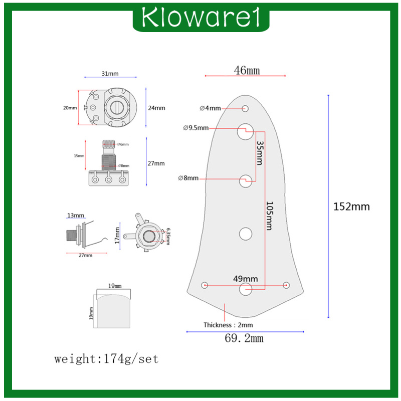 1 Bộ Bảng Mạch Điều Khiển Công Tắc Đàn Guitar Bass