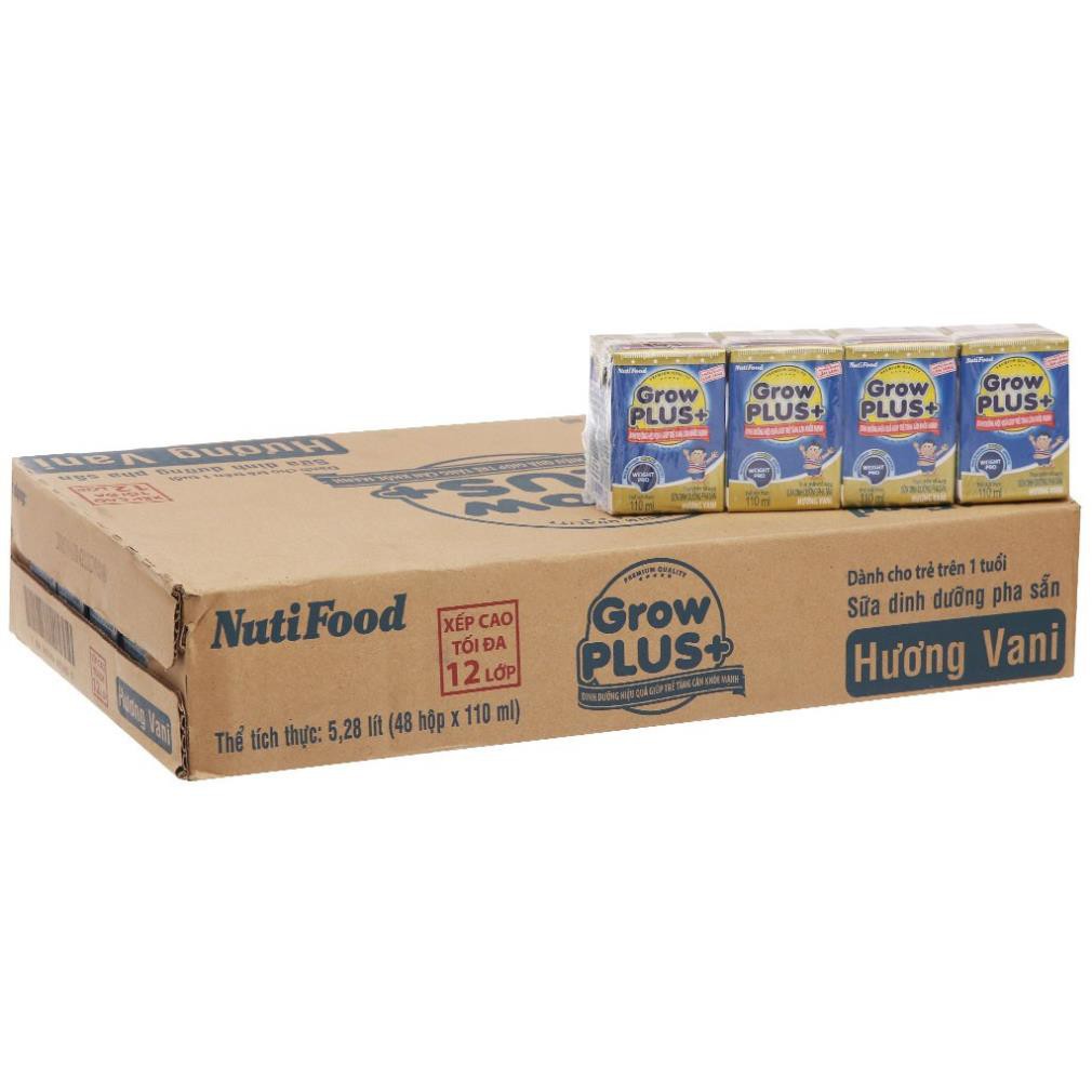SALE  Sữa Bột Pha Sẵn Nutifood Grow Plus+ Xanh Hương Vani Thùng 48 Hộp x 110ml