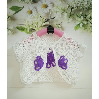 Áo khoác ren lửng cho bé gái từ 2-6 tuổi ( Áo khoác lửng móc sợi cotton handmade)
