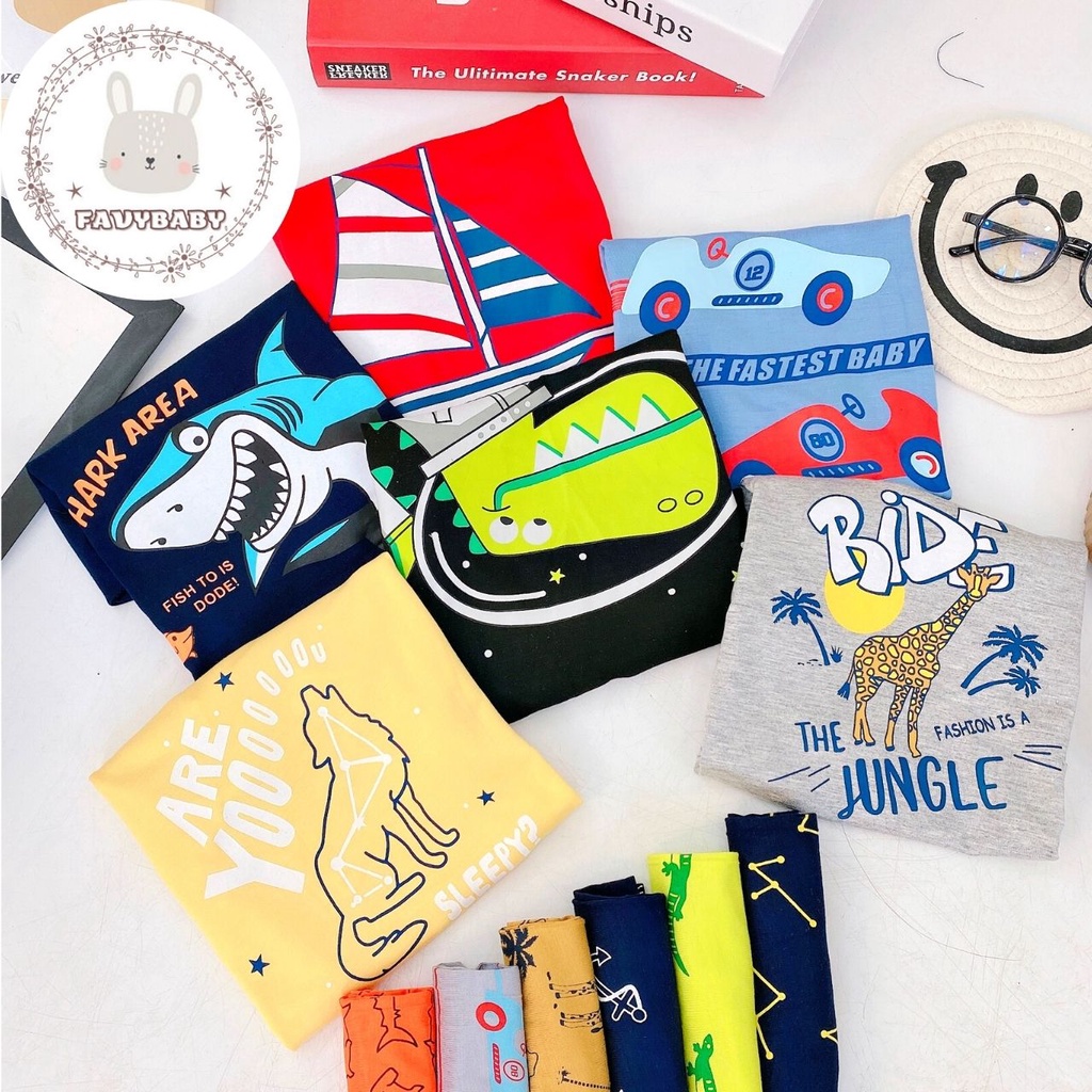 Bộ MINKY MOM Chính Hãng Bé Trai Bé Gái Thun Lạnh Raplan Cộc Tay Wolf Shark Du Thuyền Cool Bé Đi Học Đi Chơi - Favybababy