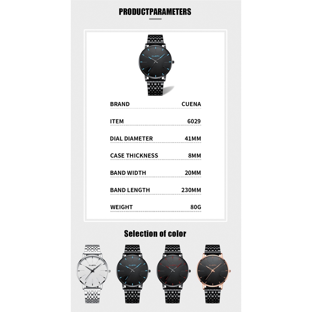 Đồng hồ thạch anh CRRJU 6029X bằng thép không gỉ chống thấm nước thời trang thể thao cho nam