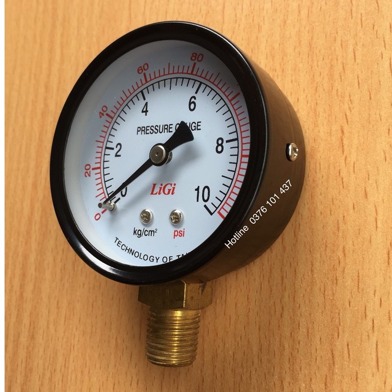 Đồng hồ đo áp suất áp lực hơi khí nén, đồng hồ đo áp lực thủy lực khí nén mặt 63 3kg  - 10kg - 15kg - 20kg -25kg - 50kg