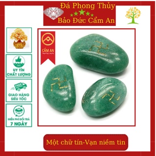 1 viên đá TA tu nhien, khắc chữ Vạn có khoan lỗ xỏ dây - sản phẩm Cẩm An