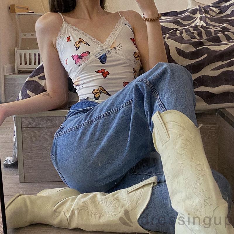 Áo Nữ Không Tay Cổ Chữ V Phối Ren Thời Trang Quyến Rũ