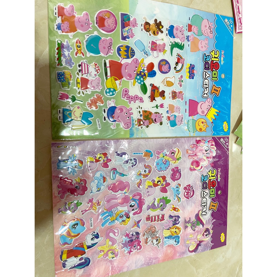 Sticker 3D nổi chống thấm hình công chúa, pony, heo pepa dán cho bé/ ảnh video thật tại chigiasi68